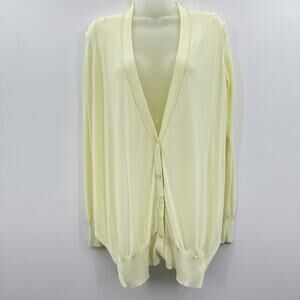 Alexander Wang Boyfriend Cardigan Sz L Pastel Yellow Asymmetrical Minimalist